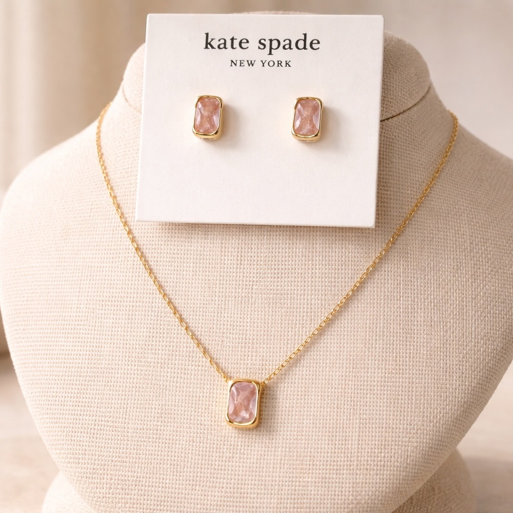Kate Spade Gold Necklace with Pink Accents